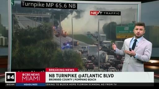 Truck fire shuts down all northbound lanes of Florida’s Turnpike in Pompano Beach — CBS Miami, Delray Beach Community news