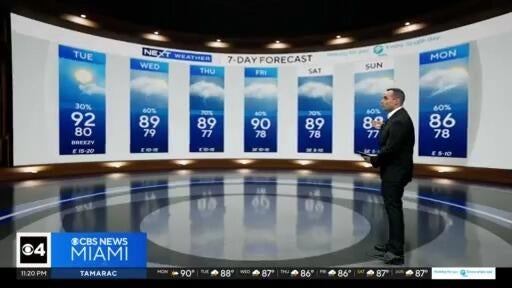 Temperatures in South Florida continue in high 80s, low 90s with high rain chances in the forecast — CBS Miami, Delray Beach Community news