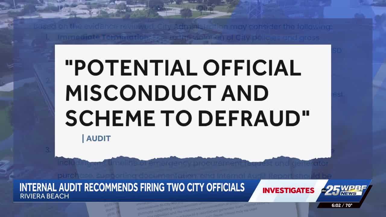 EXCLUSIVE: Riviera Beach audit alleges possible collusion in $678K generator deal, recommends criminal investigation — WPBF West Palm Beach, Delray Beach Community news